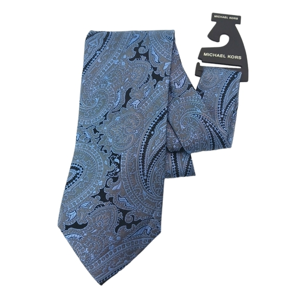 Michael Kors Mens Tie Blue Paisley Business Silk NWOT - Picture 1 of 6